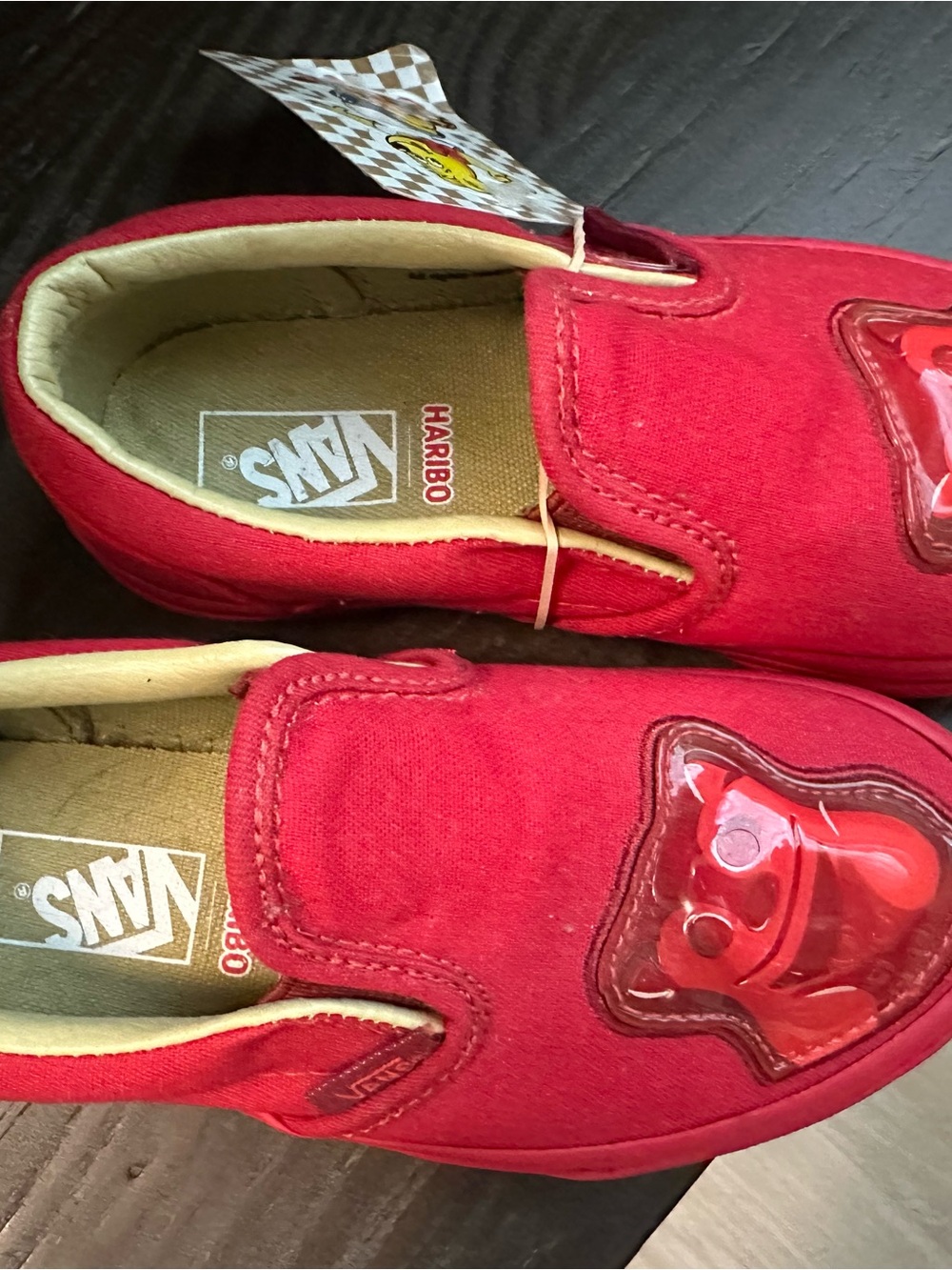 Vans Kids Red Slip-On Sneakers with Haribo Gummy Patch
